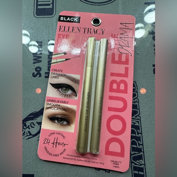 Ellen Tracy EYE LINER DUO Slanted Flet tip & Pointed tip Black (2) - Picture 1 of 5